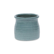 Celadon Ceramic 25 Ounce Striped Round Distressed Pot Planter