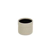 Off White Ceramic 25 Ounce Dotted Round Distressed Pot Planter