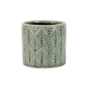 Green Ceramic 33 Ounce Geometric Round Distressed Pot Planter