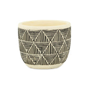 Black And White Ceramic 30 Ounce Geometric Round Distressed Pot Planter