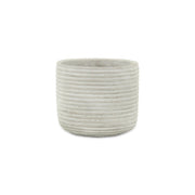 Light Gray Cement 39 Ounce Striped Round Distressed Pot Planter