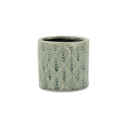 Green Ceramic 16 Ounce Geometric Round Distressed Pot Planter
