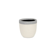 Gray And Ivory Ceramic 41 Ounce Crackle Round Distressed Pot Planter