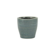 Blue Ceramic 22 Ounce Striped Round Distressed Pot Planter
