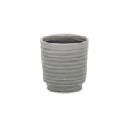 Gray Ceramic 19 Ounce Striped Round Distressed Pot Planter