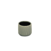 Beige And Green Ceramic 12 Ounce Striped Round Distressed Pot Planter