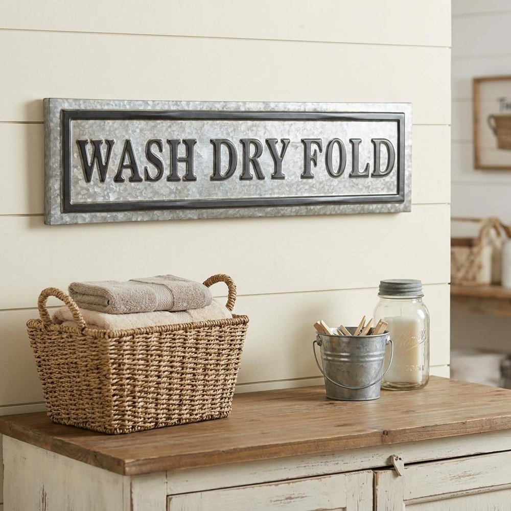 10" X 36" Gray Wash Dry Fold Metal Wall Decor