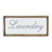 11" X 24" Brown and White Laundry Wood and Metal Wall Decor
