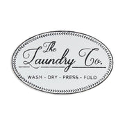 14" X 22" White And Dark Gray The Laundry Co Metal Oval Wall Decor