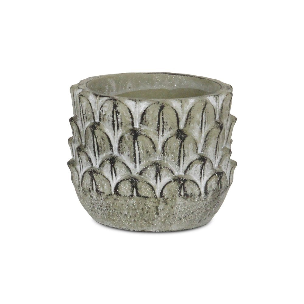 Black And Gray Cement 49 Ounce Leaf Round Distressed Pot Planter