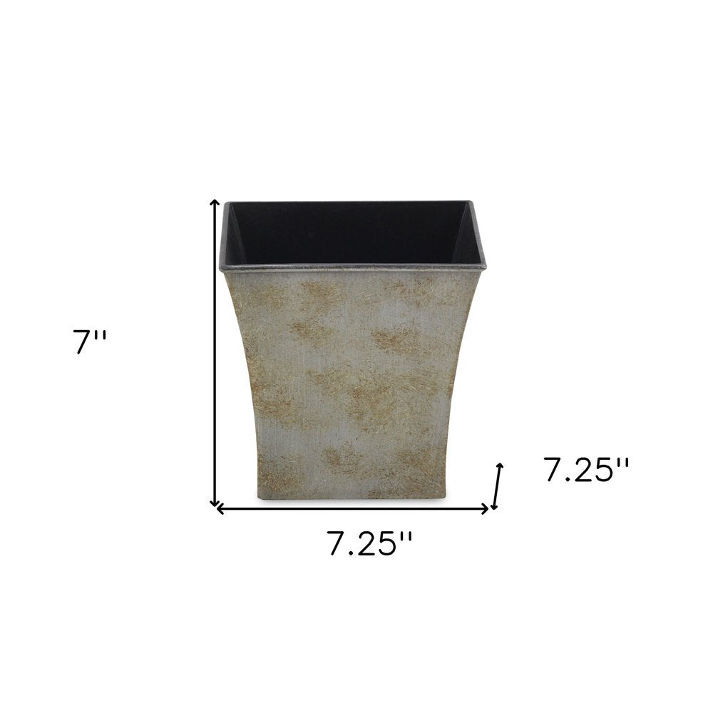 7" Gray Recycled Plastic Indoor Outdoor Square Pot Planter
