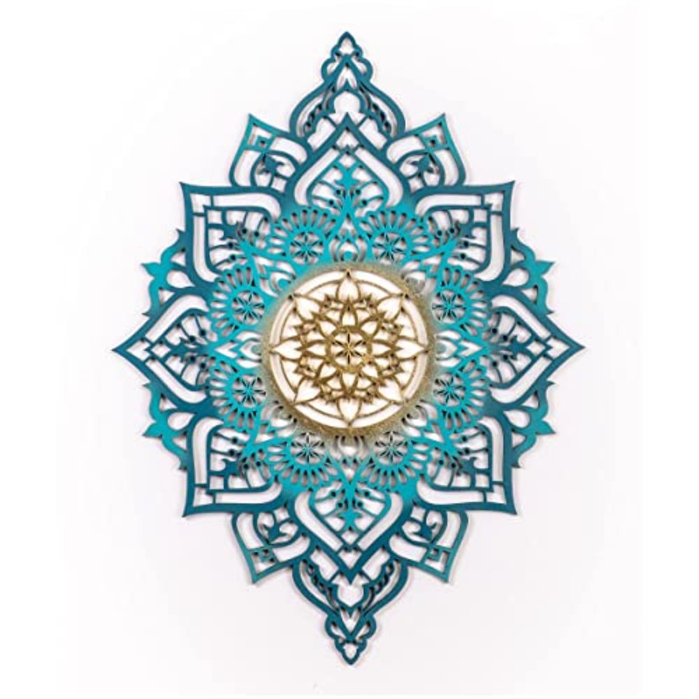45" X 34" Turquoise Solid Wood Hanging Wall Decor