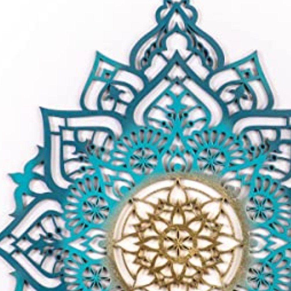 45" X 34" Turquoise Solid Wood