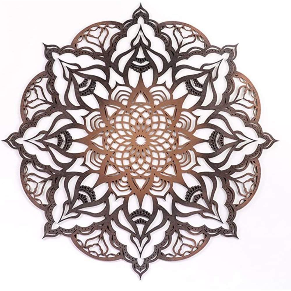34" X 34" Black And Gold Solid Wood Hanging Wall Decor