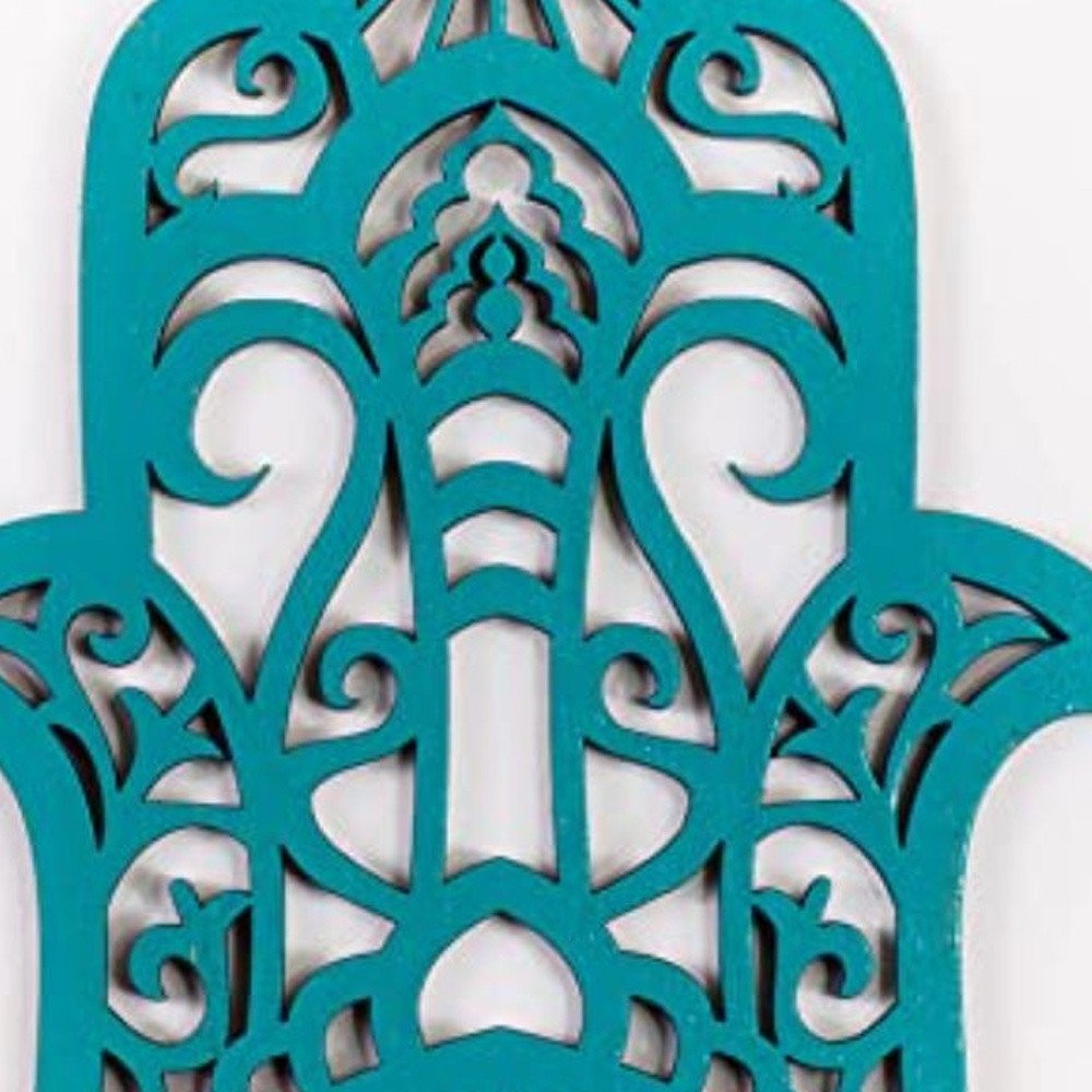 10" X 6" Turquoise Solid Wood Hanging Wall Decor