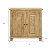 34" Light Brown Solid Wood Sideboard with Two Doors