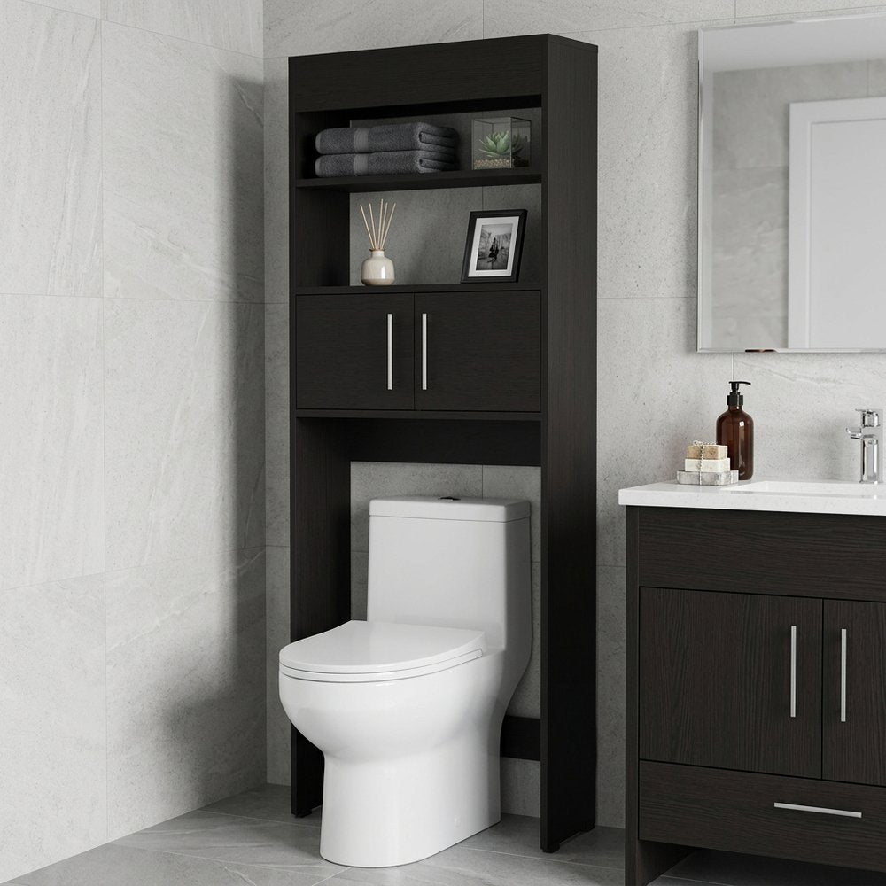 25" Black Wood Freestanding Single Door Bathroom Vanity