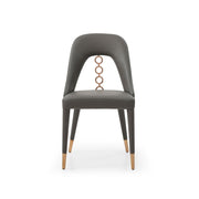 Set of Two Gray Upholstered Faux Leather Dining Side Chairs