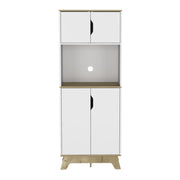 67" Light Oak and White Pantry Cabinet with Two Shelves