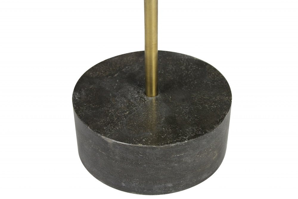 20" Black And Brown Solid Wood And Marble Round End Table