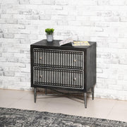 28" Dark Brown Solid Wood Two Drawer Nightstand