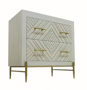 28" White Solid Wood Two Drawer Nightstand