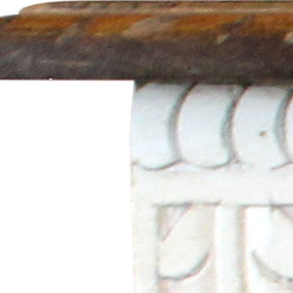 48" Natural and White Solid Wood Distressed Console Table