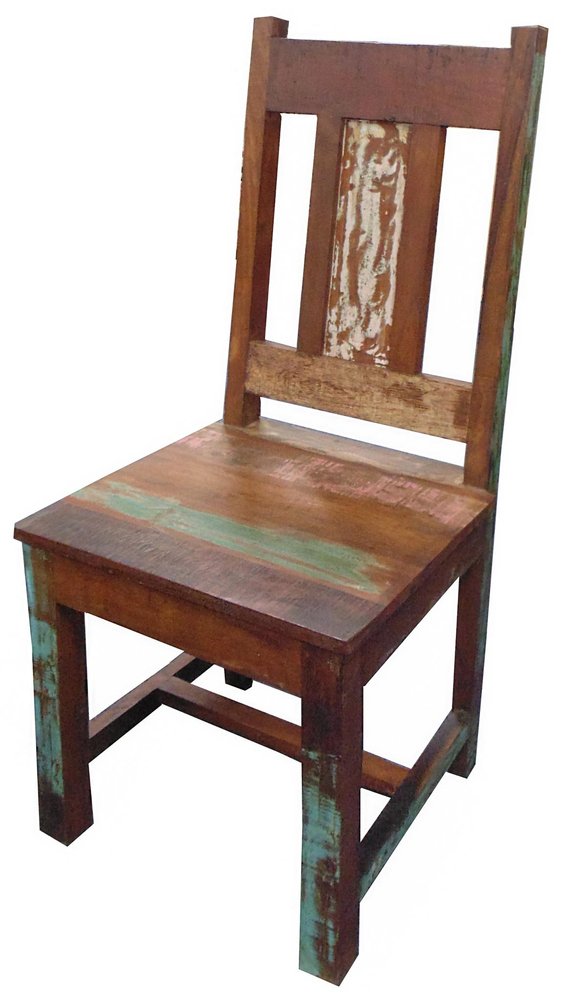 Set of Two Brown Slat Back Dining Side Chairs