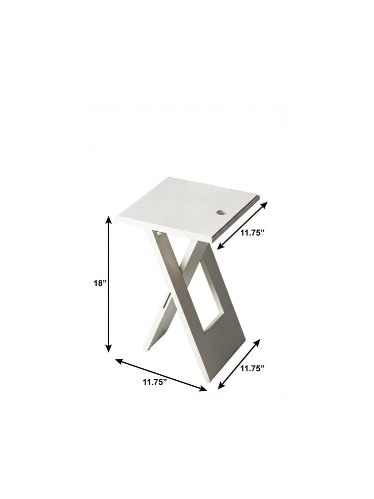 18" White Solid Wood Square Folding End Table