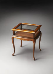 25" Brown And Clear Glass End Table