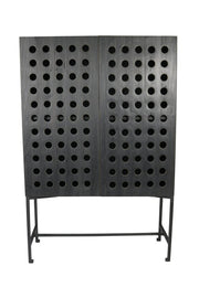 48" Dark Gray Solid Wood and Metal Holey Two Door Accent Chest