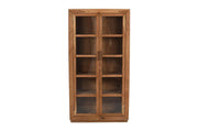 80" Brown Solid Wood Display Stand With Two Doors