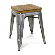 18 " Wood Brown And Gray Steel Backless Bar Chair