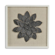 12" X 13" Black And Gold Flower Wood and Metal Wall Decor
