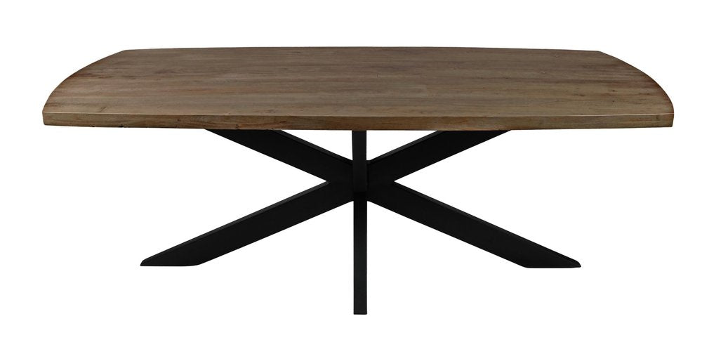 Seven Piece Gray and Black Solid Wood Dining Set with Six Chairs