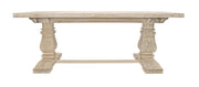 Seven Piece White Solid Wood Dining Set with Six Chairs