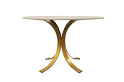 Five Piece Ivory and Gold Round Marble Dining Set with Four Chairs