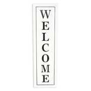 39" X 11" White And Black Welcome Metal Wall Decor