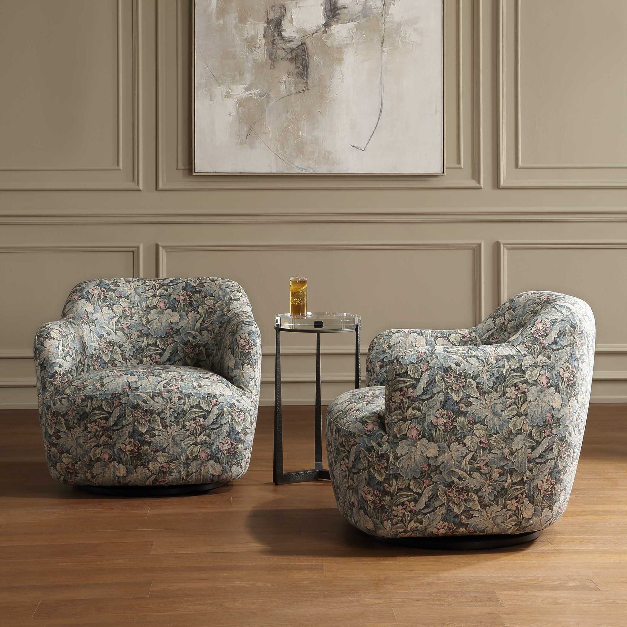 Ansel - Tapestry Swivel Chair - Green