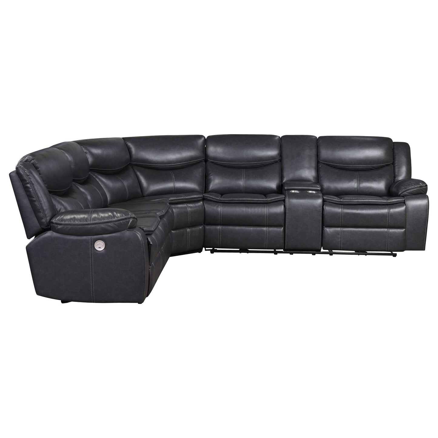 Salerno - Upholstered Power Reclining Sectional Sofa - Dark Gray