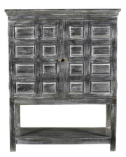 40" Distressed Wash Dark Gray Solid Wood Two Door Accent Cabinet