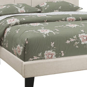 Beige Tufted Linen Queen Bed Frame