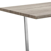 59" Taupe And Silver Solid Wood And Metal Sled Base Dining Table