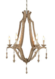 Brown Candle Style Six Light Metal Chandelier