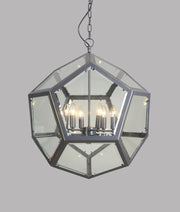 Clear Unique Statement Six Light Metal Chandelier With Clear Shades