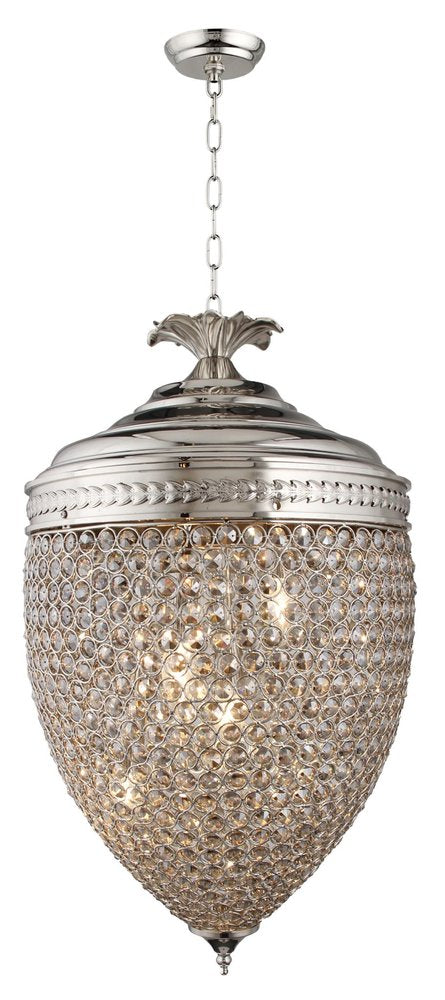 Silver Unique Statement Three Light Metal and Crystal Glass Chandelier With Clear Shades