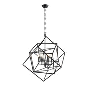 Black Unique Statement Six Light Metal Chandelier With Black Shades