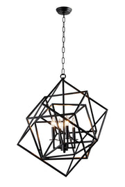 Black Unique Statement Four Light Metal Chandelier With Black Shades