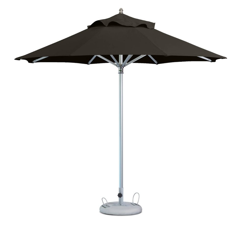 102" Black Polyester Round Market Patio Umbrella with Stand