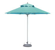 10' Aqua Polyester Round Tilt Cantilever Patio Umbrella with Stand